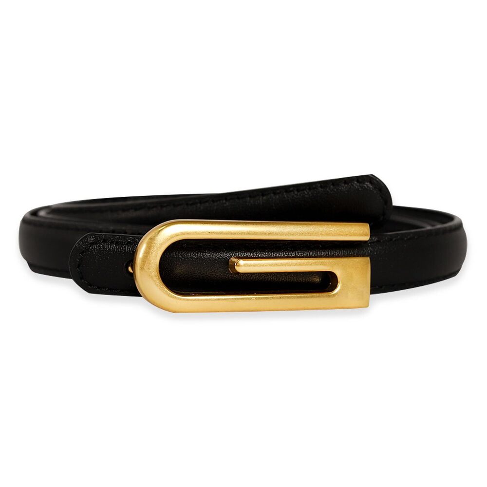 3437 Women's Fashion Classic Metal Buckle Leather Belt With Jeans